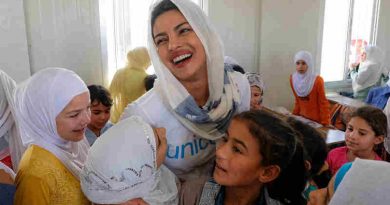 On 11 September 2017, UNICEF Goodwill Ambassador Priyanka Chopra (centre) meets with Syrian refugee students in the fourth grade during her visit to their school in Za’atari refugee camp, Mafraq Governorate, Jordan.