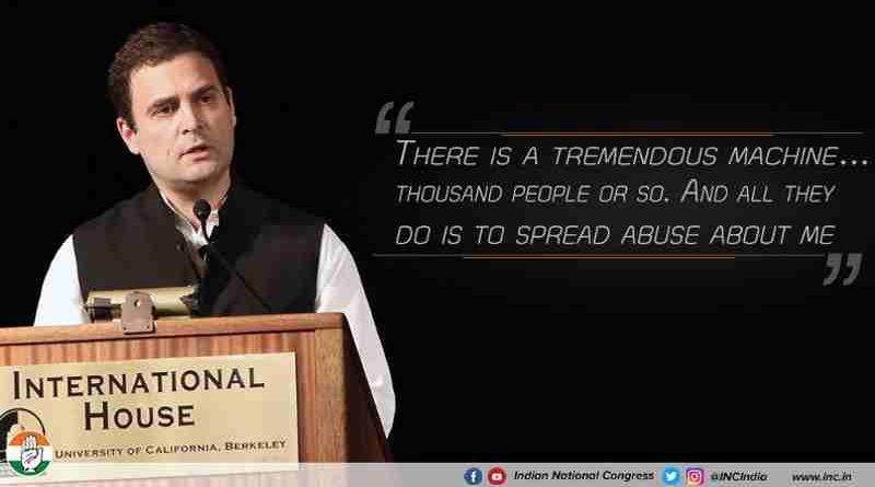 Rahul Gandhi addressing a group of students at the University of California in Berkeley on September 12, 2017