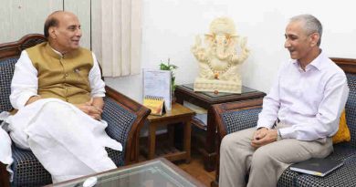 Shri Dineshwar Sharma, former Director of Intelligence Bureau, calling on the Union Home Minister, Shri Rajnath Singh, after being appointed as the Representative of Government of India to initiate dialogue in Jammu and Kashmir, in New Delhi on October 23, 2017.