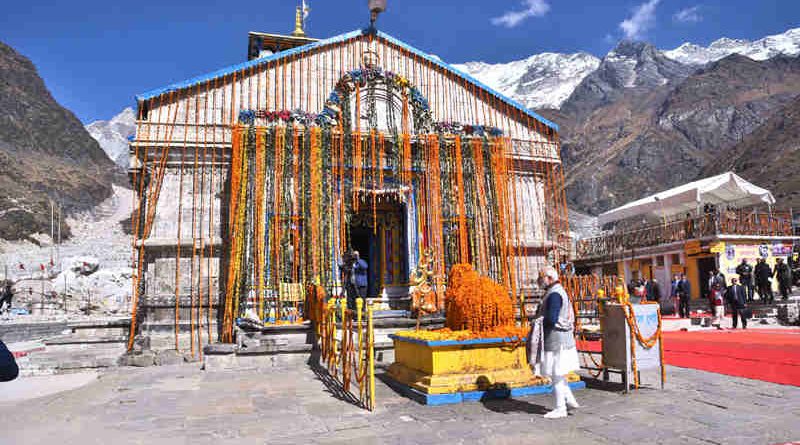 Narendra Modi at Kedarnath Dhaam, in Uttarakhand on October 20, 2017