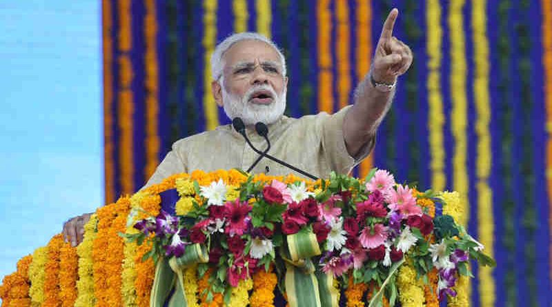 Narendra Modi addressing a public meeting, at Vadnagar, Gujarat on October 08, 2017 (file photo)