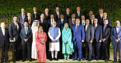 Narendra Modi with the Global CEOs of the Food Processing Sector as part of the ongoing World Food India event, in New Delhi on November 03, 2017