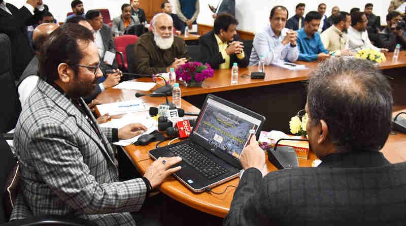 Mukhtar Abbas Naqvi launching the portal for Haj Tour Operators, in New Delhi on December 14, 2017.