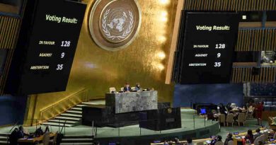 Panels in the General Assembly Hall showing the final count for the resolution on ‘the status of Jerusalem, during the resumed 10th Emergency Special Session on Illegal Israeli actions in Occupied East Jerusalem and the rest of the Occupied Palestinian Territory. UN Photo/Manuel Elias