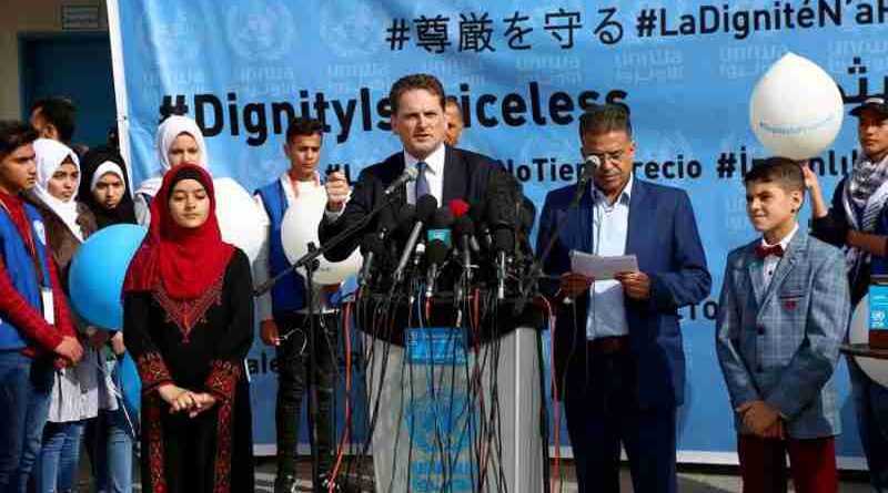 Pierre Krähenbühl, the Commissioner-General of UNRWA, speaks at the launch of the fundraising campaign. UNRWA Photo by Khalil Adwan