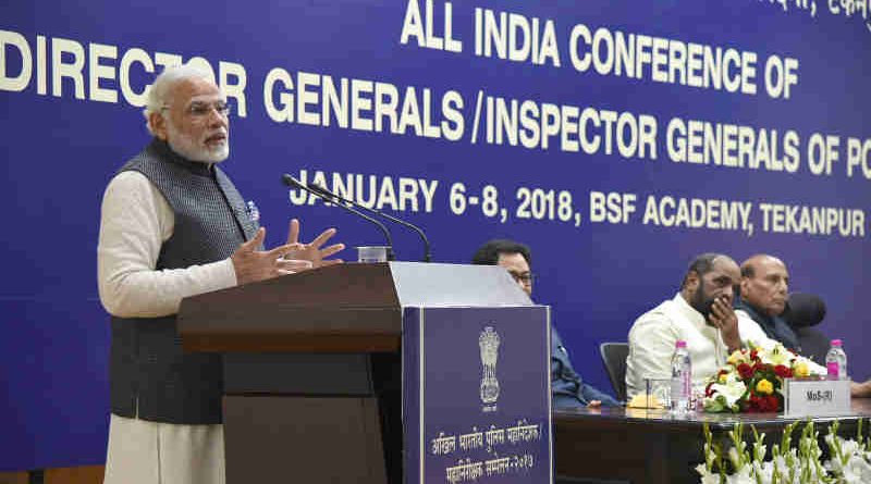 Narendra Modi addressing the Valedictory Ceremony at DGP/IGP Conference, at Tekanpur, in Madhya Pradesh on January 08, 2018