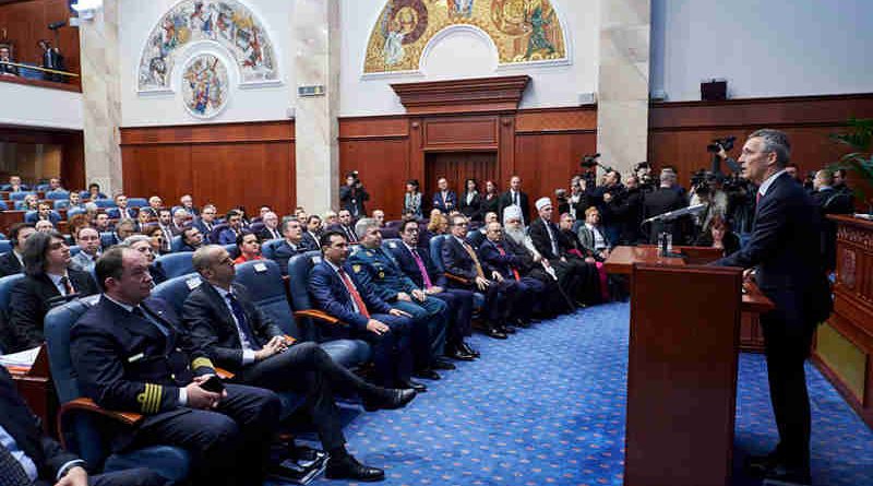 NATO Secretary General Jens Stoltenberg addresses the Parliament of the former Yugoslav Republic of Macedonia(1)