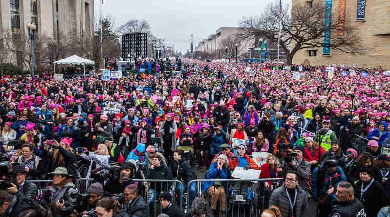 Picture from the stage of the crowd at the Women’s March on Washington on January 21, 2017.