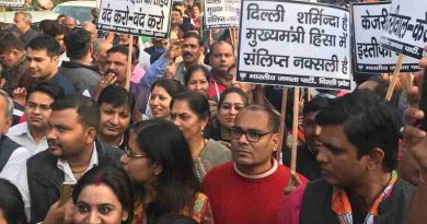 Delhi BJP held a massive protest in front of Kejriwal's residence on February 20, 2018. Photo: Delhi BJP