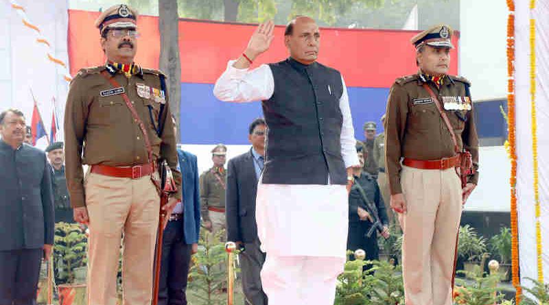 Rajnath Singh taking the salute, during the 71st Raising Day Parade of Delhi Police, in New Delhi on February 16, 2018 (file photo)