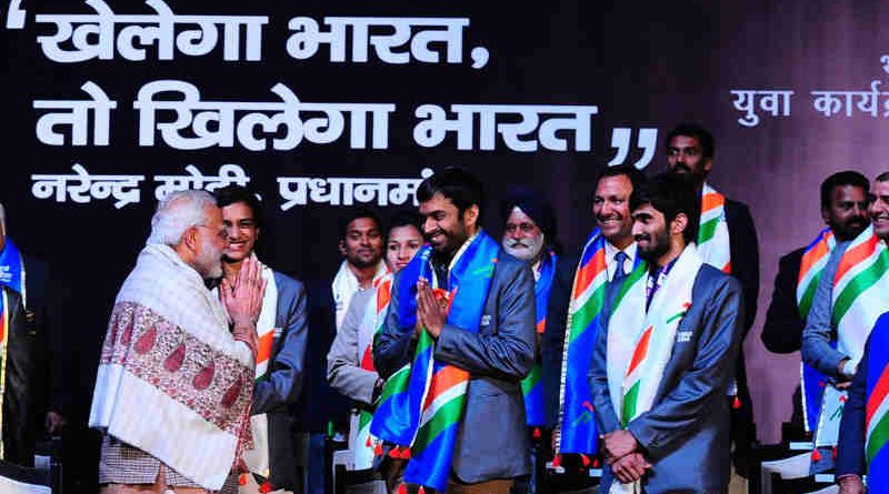 Narendra Modi at the inauguration of the first edition of Khelo India School Games, at the Indira Gandhi Indoor Stadium, in New Delhi on January 31, 2018