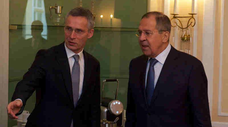 Bilateral meeting between NATO Secretary General Jens Stoltenberg and the Minister of Foreign Affairs of Russia, Sergey Lavrov. Photo: NATO