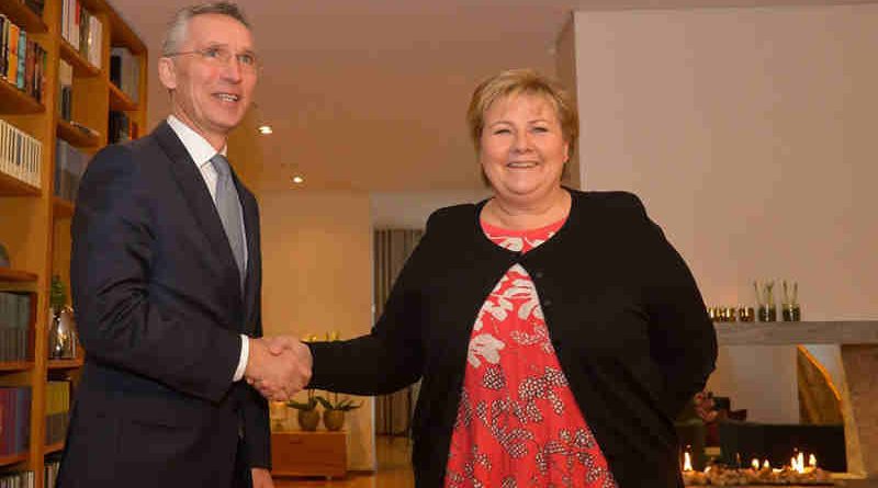 NATO Secretary General Jens Stoltenberg meets with the Prime Minister of Norway, Erna Solberg (file photo). Courtesy: NATO