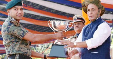 Rajnath Singh presenting trophies on the occasion of CRPF’s 79th Raising Day Parade, in Gurugram, Haryana on March 24, 2018