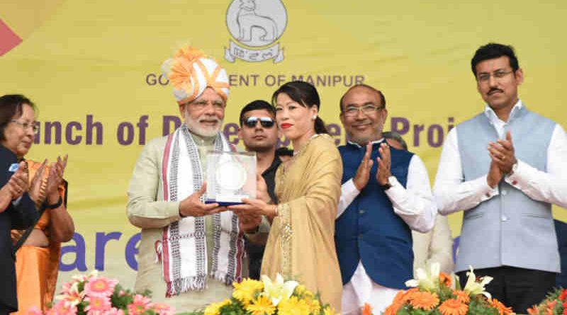 Narendra Modi at the launch of the Development Projects, in Manipur on March 16, 2018