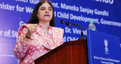 Maneka Sanjay Gandhi addressing at the National Conference on Beti Bachao Beti Padhao (BBBP) in New Delhi on May 04, 2018. (file photo)