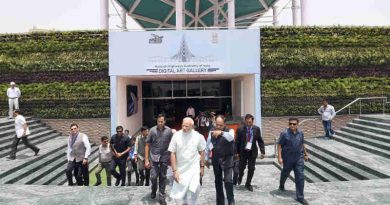 Narendra Modi visiting the Digital Art Gallery before inaugurating Delhi-Meerut Expressway, in New Delhi on May 27, 2018.