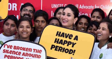 Popular Bollywood actor and UNICEF Goodwill Advocate, Kareena Kapoor, congratulated a group of adolescent girls for their work in promoting improved menstrual hygiene in Uttar Pradesh.