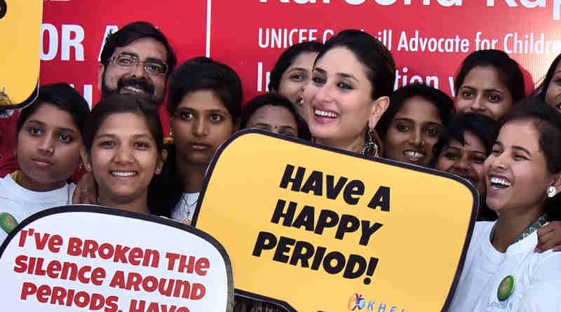 Popular Bollywood actor and UNICEF Goodwill Advocate, Kareena Kapoor, congratulated a group of adolescent girls for their work in promoting improved menstrual hygiene in Uttar Pradesh.