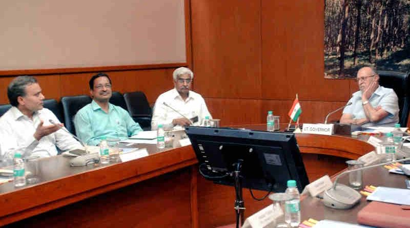 Lt. Governor of Delhi Anil Baijal holding a crime review meeting with the Delhi Police officers. Photo: LG Office