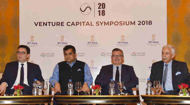 The CEO, NITI Aayog, Shri Amitabh Kant, the Ambassador of France to India, Mr. Alexandre Ziegler and other dignitaries at the Venture Capital Symposium with French investors, organised by the NITI Aayog, in New Delhi on May 18, 2018.