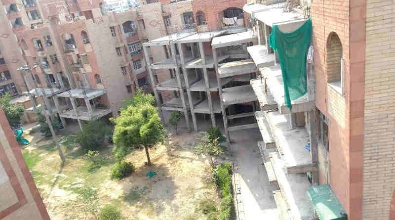 As Court Stops FAR Construction, R.D. Apartments Becomes Disputed Property. FAR Construction Stopped by the Court at R. D. Apartments in Dwarka. Photo courtesy: Residents of R. D. Apartments