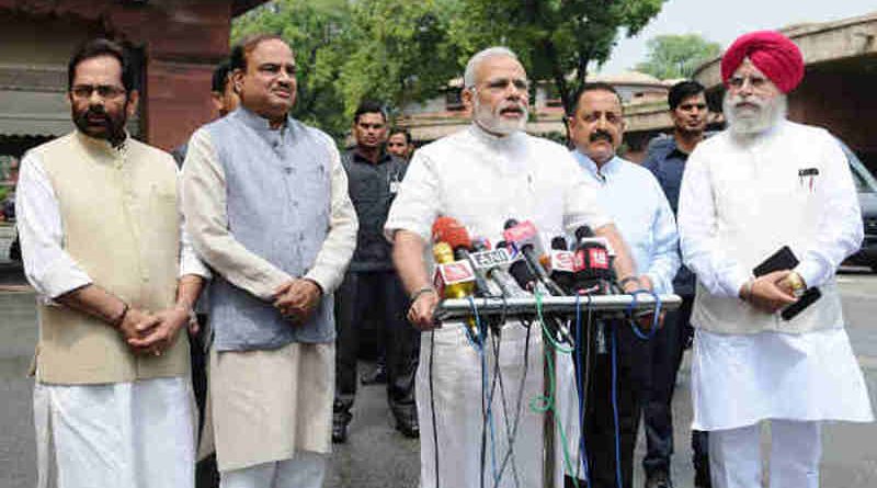 Narendra Modi interacting with the media at the start of Monsoon Session of Parliament, in New Delhi on July 18, 2016 (file photo)