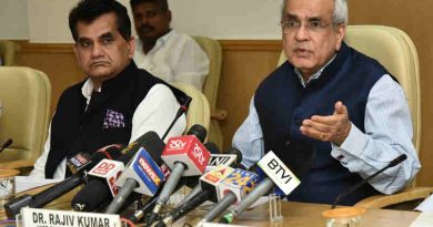 The Vice-Chairman, NITI Aayog, Rajiv Kumar addressing media after the 4th meeting of Governing Council of NITI Aayog, in New Delhi on June 17, 2018. The CEO, NITI Aayog, Amitabh Kant is also seen. (file photo)