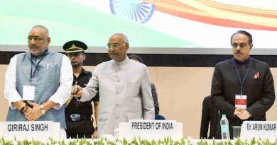 The President, Shri Ram Nath Kovind launching the Solar Charkha Mission, at the inauguration of the National Conclave (MSME Udyam Sangam 2018), on the occasion of the 2nd United Nations MSME Day, in New Delhi on June 27, 2018. The Minister of State for Micro, Small & Medium Enterprises (I/C), Shri Giriraj Singh and the Secretary, MSME, Shri Arun Kumar Panda are also seen.