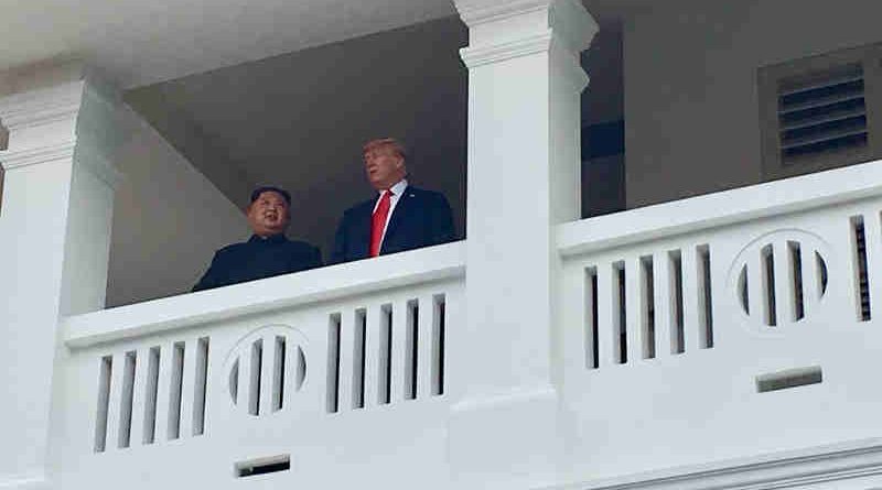 President Trump and North Korean Leader Kim Jong Un on a balcony after finishing their meeting (file photo). Courtesy: White House