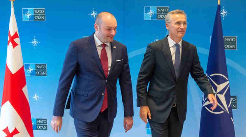 NATO Secretary General Jens Stoltenberg welcomed Georgian Prime Minister Mamuka Bakhtadze to NATO Headquarters. Photo: NATO