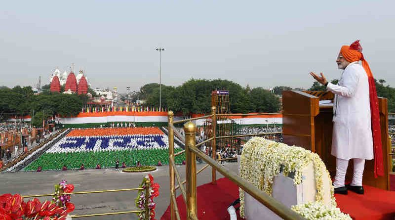 PM Narendra Modi addressing the Nation on the occasion of 72nd Independence Day from the ramparts of Red Fort, in Delhi on August 15, 2018. Photo: PIB (Representational Image)