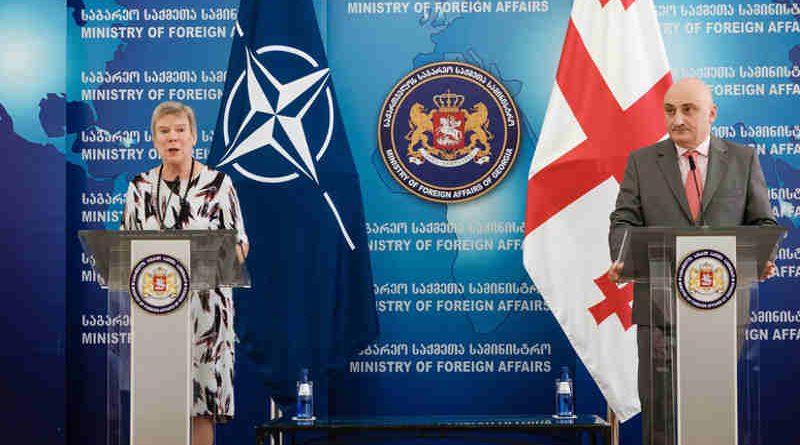 Joint press conference with NATO Deputy Secretary General Rose Gottemoeller and the First Deputy Minister of Foreign Affairs of Georgia, David Dondua. Photo: NATO