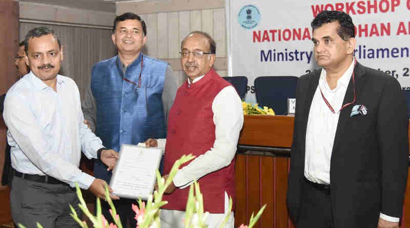 Minister Vijay Goel at the orientation workshop on National e-Vidhan Application (NeVA) organised by the Ministry of Parliamentary Affairs, in New Delhi on September 25, 2018