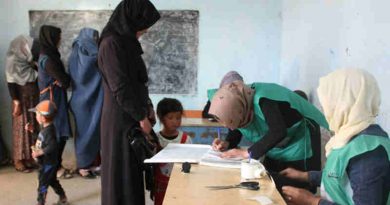 Afghan men and women register as voters at a centre in Bamyan ahead of elections in October 2018. Photo: UNAMA/Jaffar Rahim