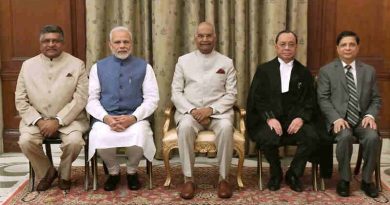 Justice Ranjan Gogoi Chief Justice of India with Prime Minister Narendra Modi and President of India, Ram Nath Kovind. Photo courtesy: Rashtrapati Bhavan