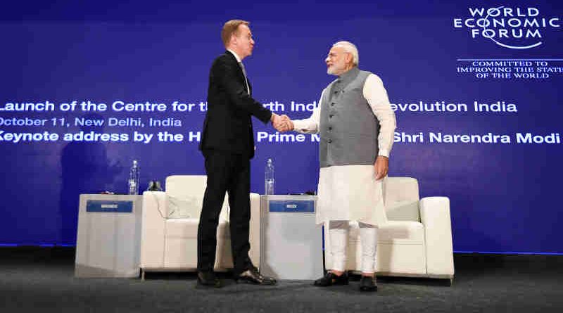 Narendra Modi at an event to mark launch of the Centre for the Fourth Industrial Revolution, in New Delhi on October 11, 2018