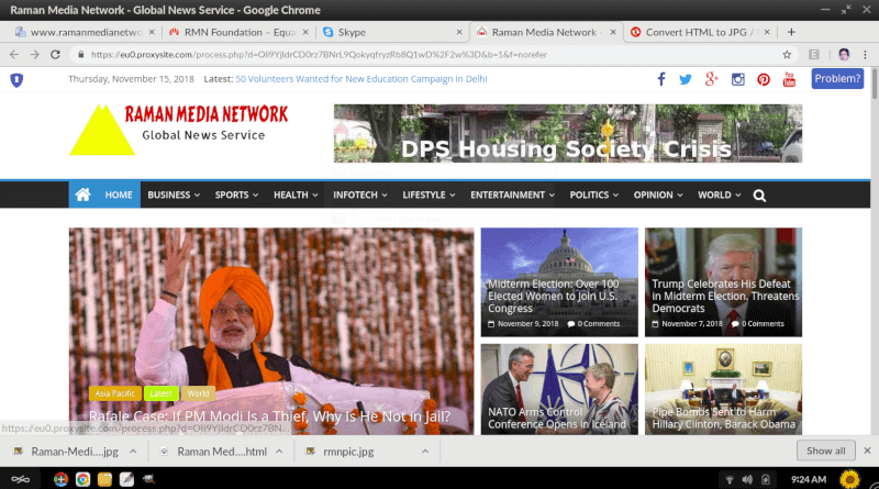Screenshot of the Blocked News Site Raman Media Network (RMN News Service). File Photo