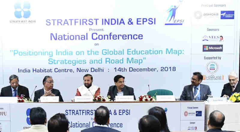 Prakash Javadekar at the inauguration of the National Conference on “Positioning India on the Global Education Map: Strategies and Road Map”, in New Delhi on December 14, 2018