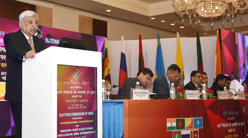 The Chief Election Commissioner, Sunil Arora, at the inauguration of the International Conference on “Making our Elections Inclusive and Accessible” organised by the Election Commission of India, in New Delhi on January 24, 2019. Photo: PIB