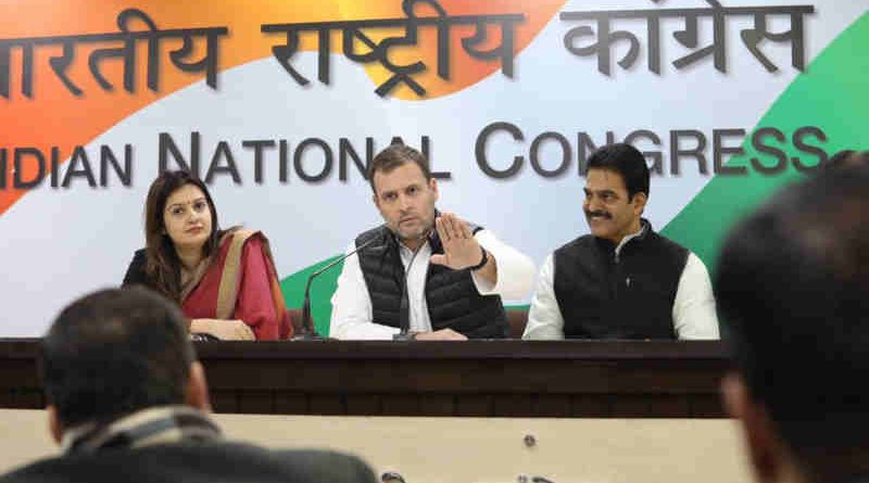 Rahul Gandhi at a press conference. Photo: Congress