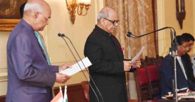 The President of India, Ram Nath Kovind, administering the oath of office of the Chairperson, Lokpal to Justice Pinaki Chandra Ghose, at a swearing-in ceremony at Rashtrapati Bhavan in New Delhi on March 23, 2019. Photo: PIB