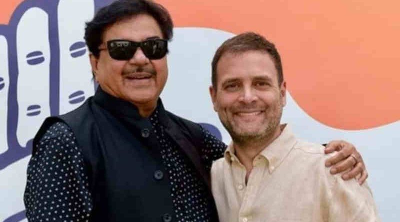 Shatrughan Sinha with Congress President Rahul Gandhi. Photo: Shatrughan Sinha