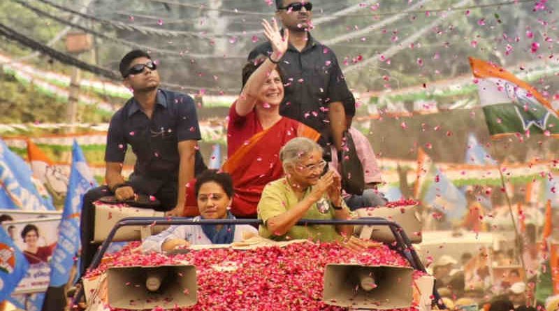 Priyanka Gandhi Holds Road Show in Delhi for Sheila Dikshit