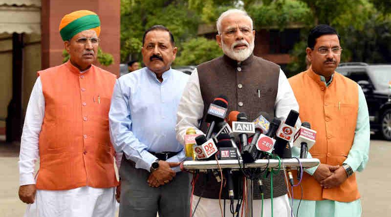 Narendra Modi addressing the media before the start of 17th Lok Sabha, at Parliament House, in New Delhi on June 17, 2019. Photo: PIB