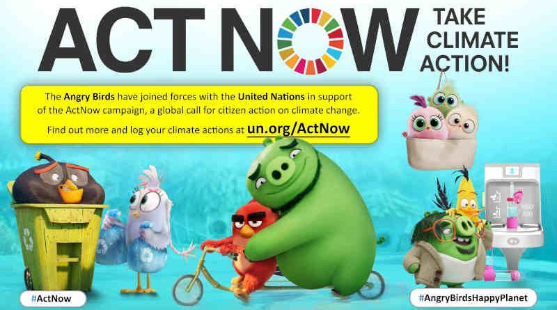 United Nations and The Angry Birds Movie 2 ActNow Campaign Art