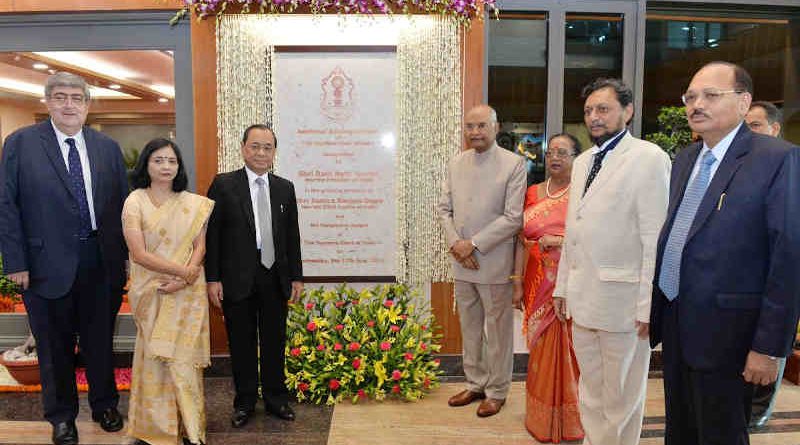 President of India, Ram Nath Kovind, inaugurates the Additional Building Complex of the Supreme Court and receives translations of 100 SC judgements in regional languages on July 17, 2019. Photo: Rashtrapati Bhavan (file photo)