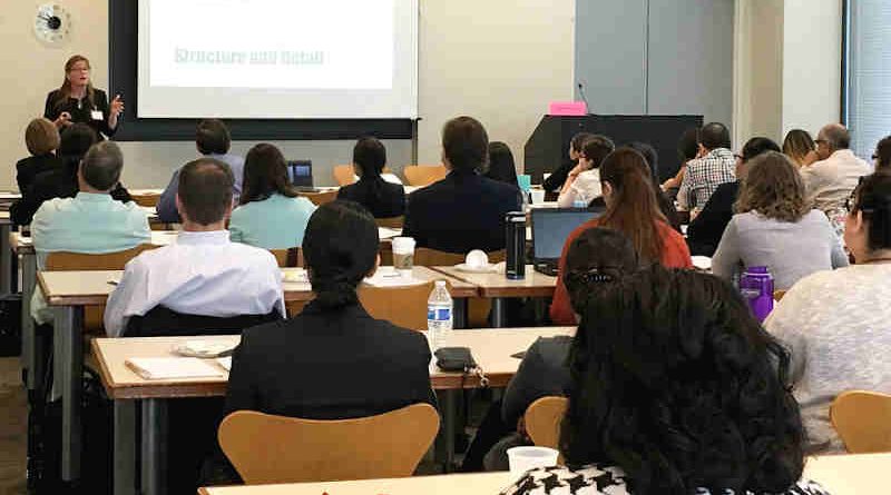 University of Houston Law Center professor Katherine Brem speaks to attorneys representing children in deportation proceedings. Photo: ABA