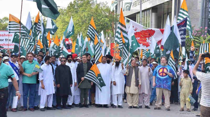 A Kashmir solidarity rally under the banner #PakistanStandsWithKashmir being held in Islamabad on August 23. Photo: Information Department of Pakistan Government