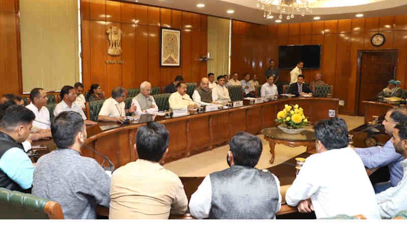 Amit Shah chairing a meeting with different groups of representatives from Jammu and Kashmir, in New Delhi on September 03, 2019. Photo: PIB